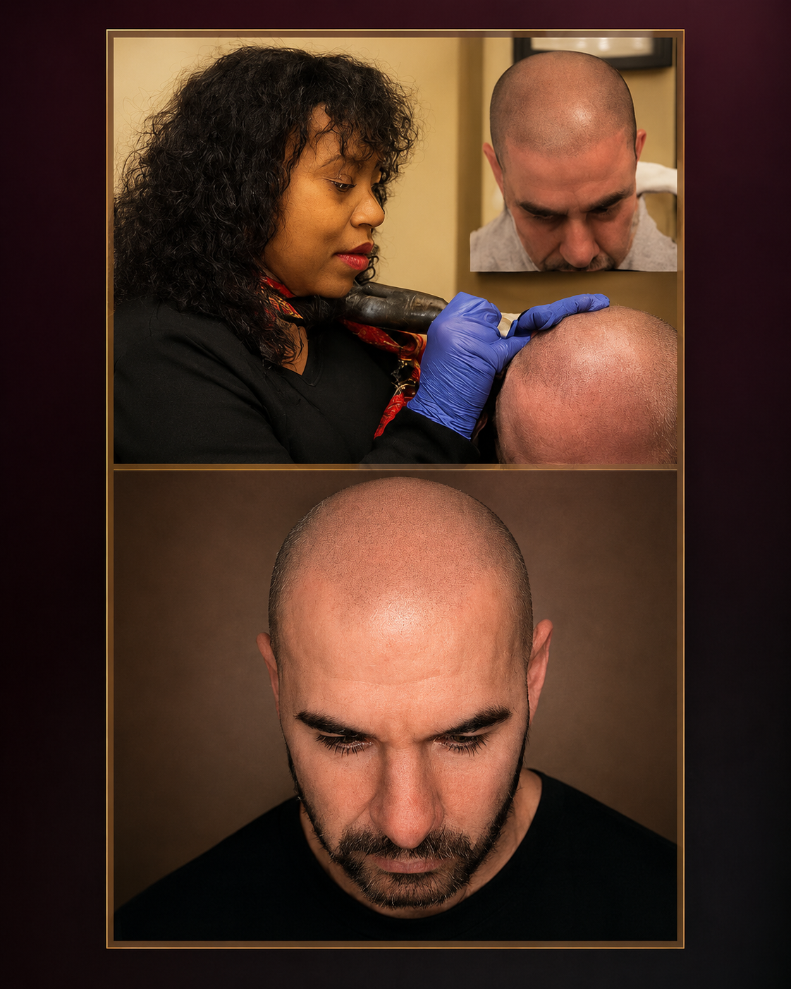 Men's hairline restoration before and after